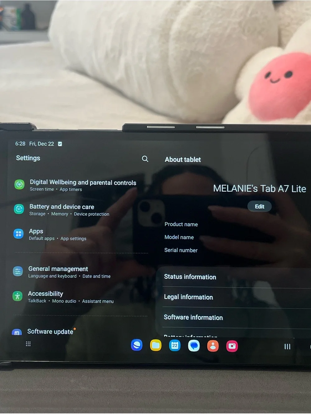 Black Samsung Tablet A7 Lite